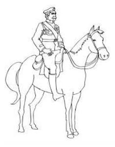 Online coloring book: Portrait of Józef Piłsudski on a horse coloring page
